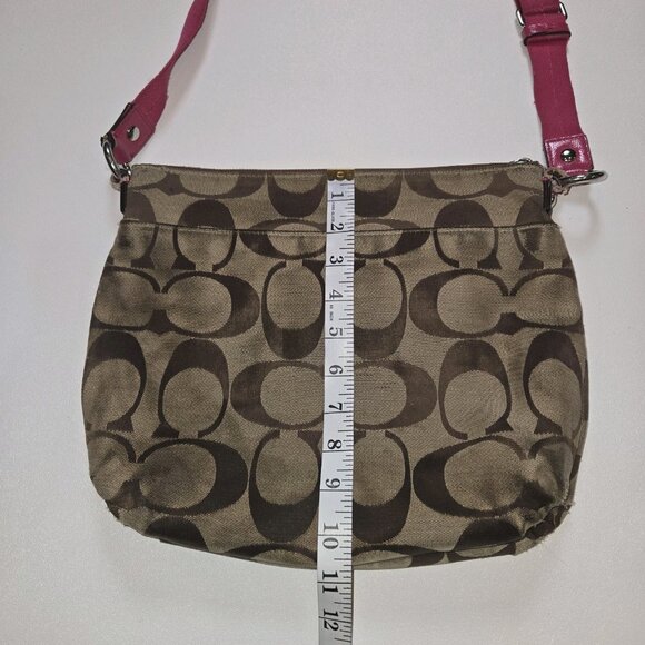 Coach Poppy Daisy Signature C Swingpack Crossbody Bag Khaki Raspberry Y2K Worn - Picture 10 of 14